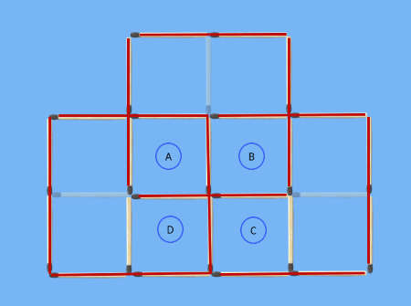 Remove 5 matches to leave 5 squares matchstick puzzle counting of large squares