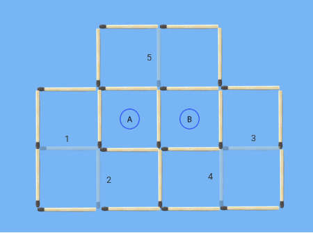 Remove 5 matches to leave 5 squares matchstick puzzle solution