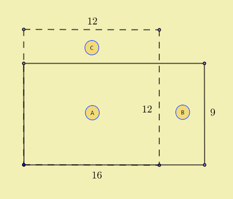 Ship carpenter's problem of plugging a square hole: Square superimposed on rectangle