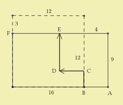 Ship carpenter's problem of plugging a square hole: three segments of line of cut