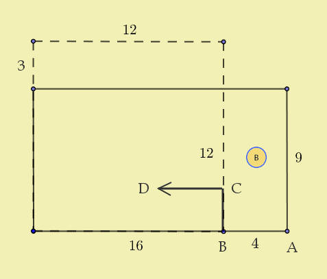 Ship carpenter's problem of plugging a square hole: two segments of line of cut