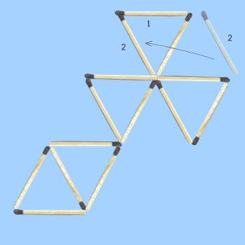solution to six triangle matchstick puzzle 1 stage 2