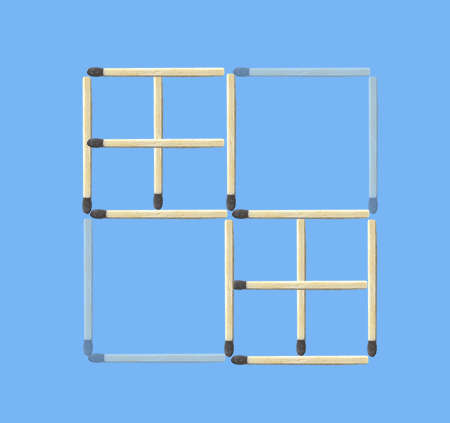 Solution to matchstick puzzle move 4 to make 10 squares