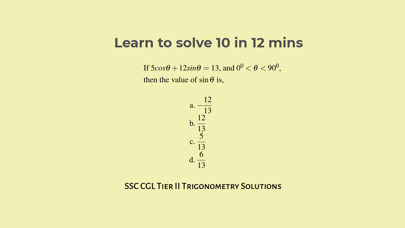 SSC CGL Tier 2 Trigonometry Solutions Set 11