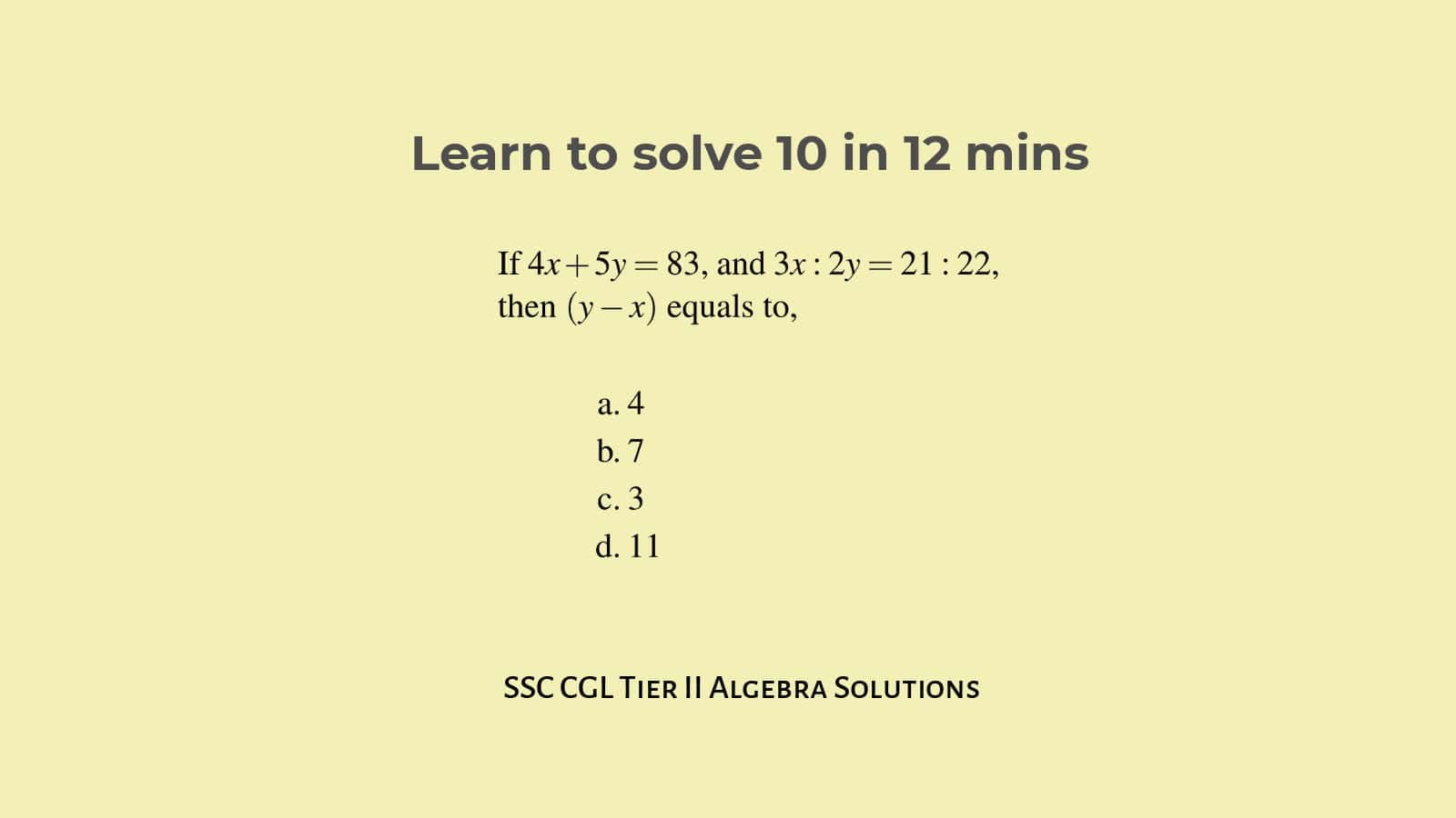 Algebra Solution Set 9 for SSC CGL Tier 2