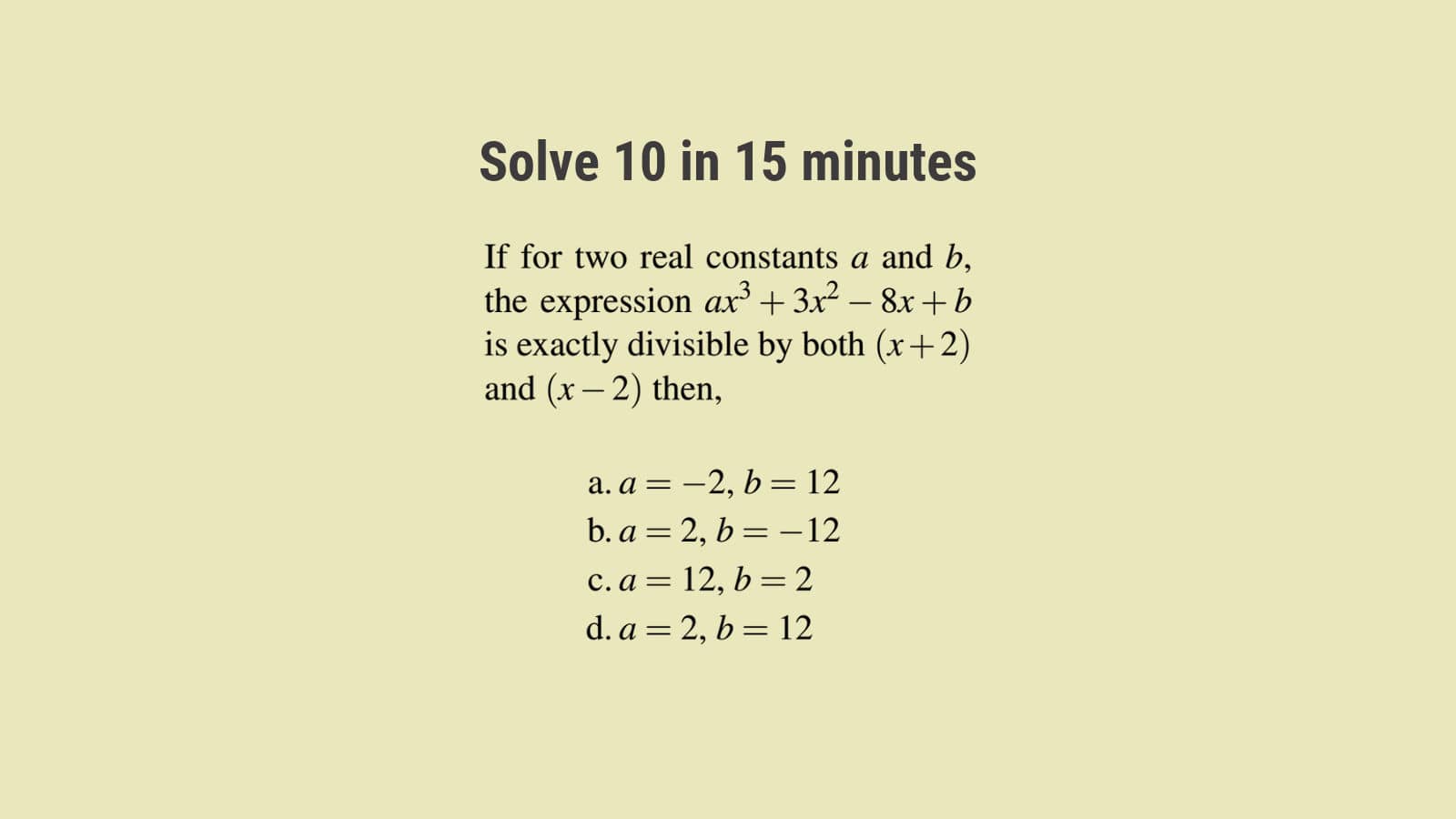 Algebra questions for SSC CHSL with answers and solutions 6