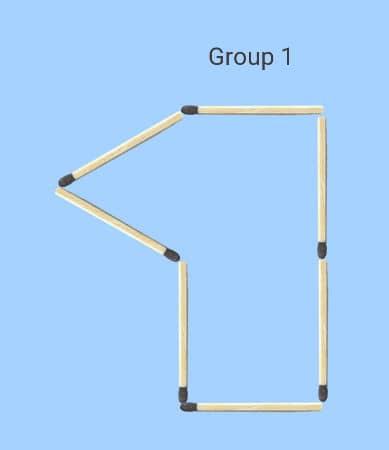 Transfer 1 match in two matchstick groups puzzle: a possible 7 match figure