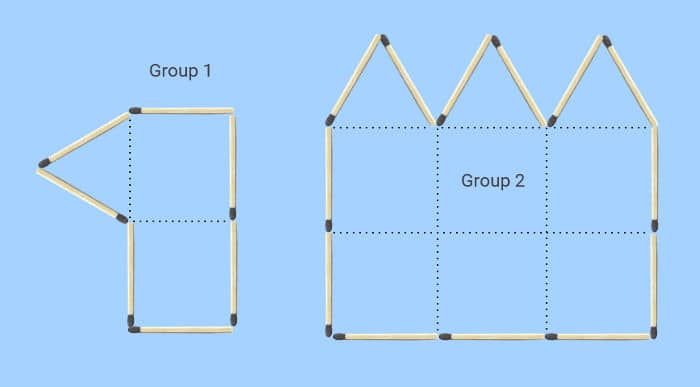Transfer 1 match in two matchstick groups puzzle: a possible final solution
