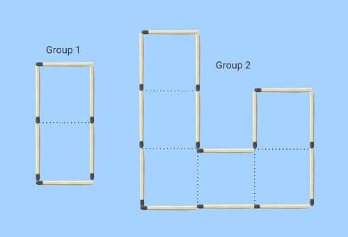 Transfer 1 match in two matchstick groups puzzle figure